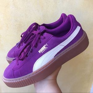 PUMA Purple Suede Platform Tennis Shoes